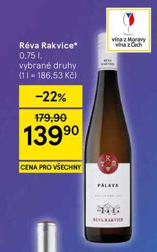 Réva Rakvice, 0.75 1, vybrané druhy  