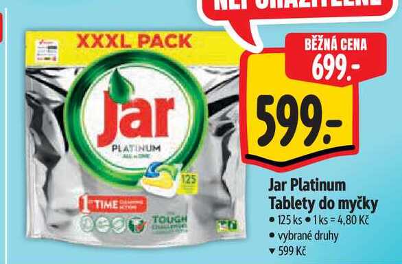 Jar Platinum Tablety do myčky, 125 ks