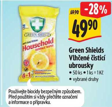 Green Shields Vlhčené čisticí ubrousky, 50 ks  