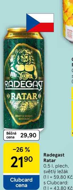 Radegast Ratar, 0.5 l, plech