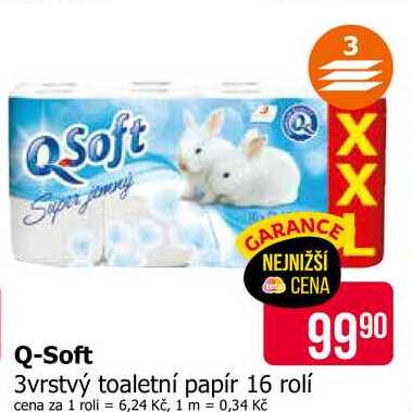 Q-Soft 3vrstvý toaletní papír 16 rolí 
