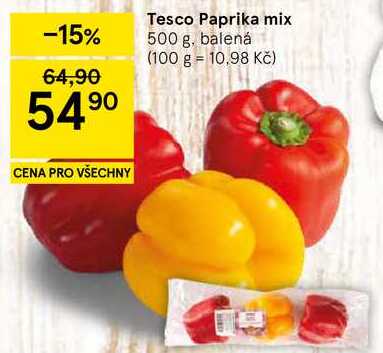 Tesco Paprika mix, 500 g, balená 