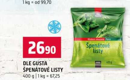 DLE GUSTA ŠPENÁTOVÉ LISTY 400 g