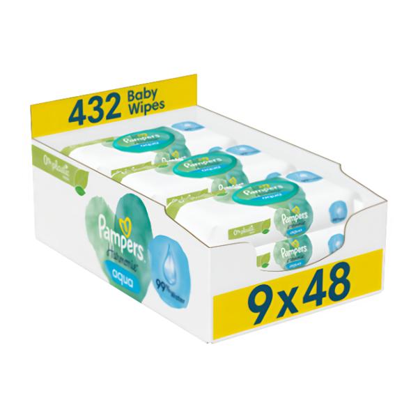 Pampers Harmonie Aqua Vlhčené ubrousky Plastic Free 9x48ks