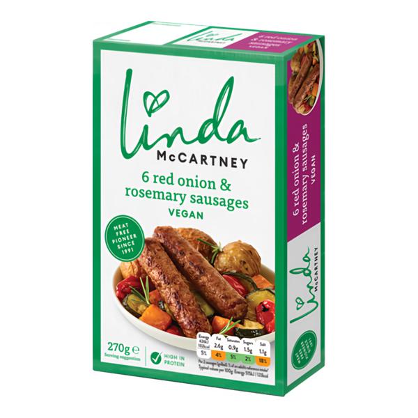 Linda McCartney's Veganské klobásky s červenou cibulí a rozmarýnem 6 ks