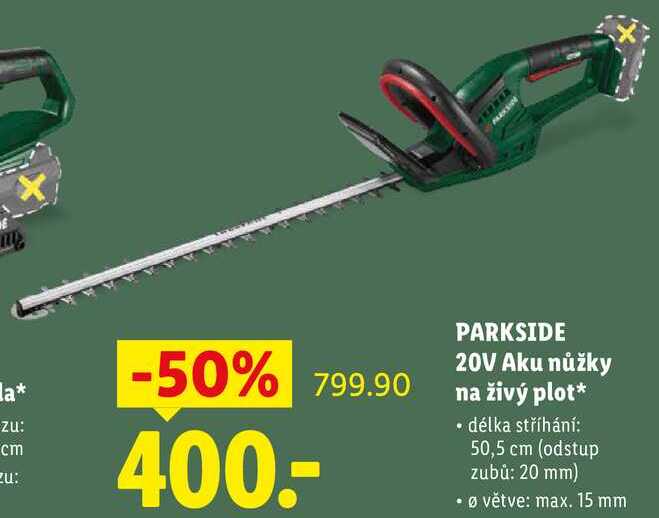 PARKSIDE 20V Aku nůžky na živý plot