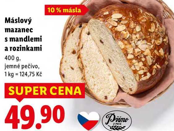 Máslový mazanec s mandlemi a rozinkami, 400 g
