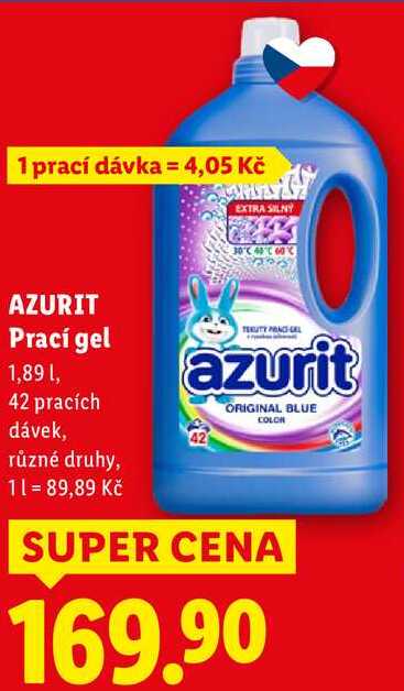 AZURIT Prací gel 1,89 l, 42 pracích dávek
