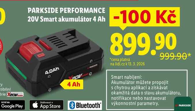 PARKSIDE PERFORMANCE 20V Smart akumulátor 4 Ah