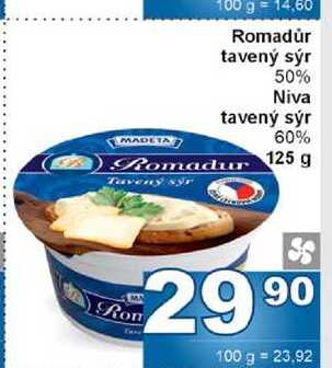 Romadur tavený sýr 50% Niva tavený sýr 60% 125 g 