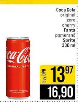 Coca Cola original zero cherry Fanta pomeranč Sprite 330 ml 