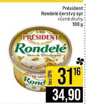 Président Rondelé čerstvý sýr různé druhy 100 g