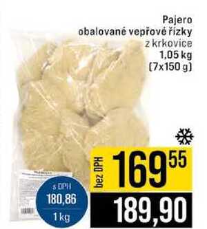 Pajero obalované vepřové řízky z krkovice 1,05 kg (7x150 g) 