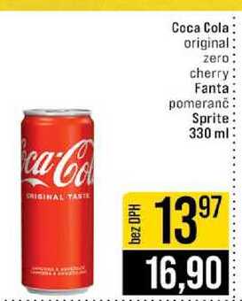 Coca Cola original zero cherry Fanta pomeranč Sprite 330 ml