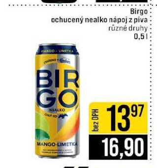 Birgo ochucený nealko nápoj z piva různé druhy 0,5l