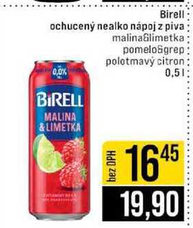 Birell ochucený nealko nápoj z piva malina limetka pomelo&grep polotmavý citron 0,5l