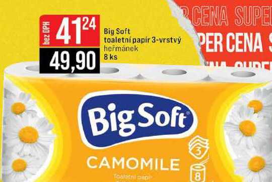 Big Soft toaletní papír 3-vrstvý heřmánek 8 ks