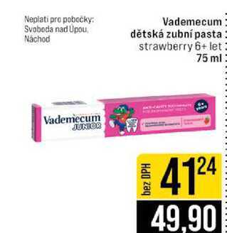 Vademecum dětská zubní pasta strawberry 6+ let 75 ml 