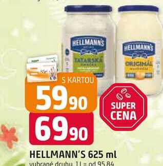 Hellmann's tatarská omáčka, majonéza 625ml, vybrané druhy