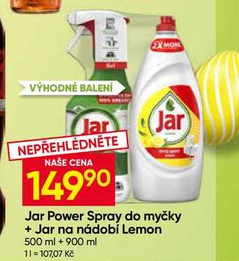 Jar Power Spray do myčky + Jar na nádobí Lemon 500 ml + 900 ml