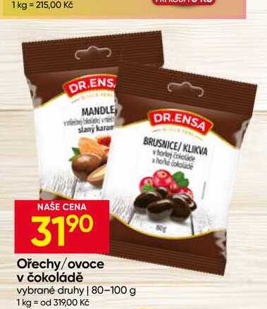 DR.ENSA Ořechy/ovoce v čokoládě vybrané druhy 80-100 g 