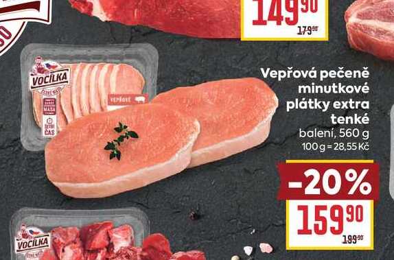 Vepřová pečeně minutkové plátky extra tenké balení, 560 g 