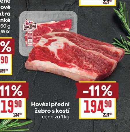 Hovězí přední žebro s kostí cena za 1 kg
