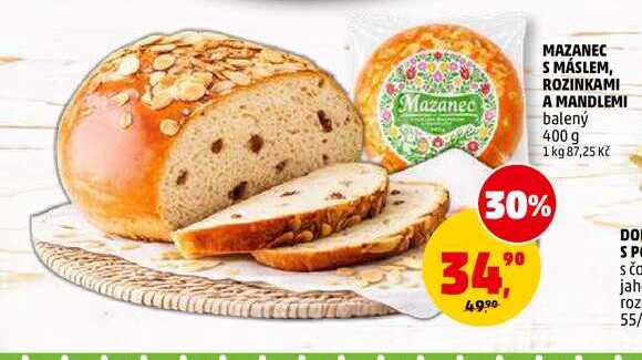 MAZANEC S MÁSLEM, ROZINKAMI A MANDLEMI, 400 g