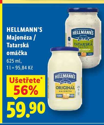 HELLMANN'S Majonéza/Tatarská omáčka, 625 ml