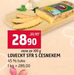LOVECKÝ SÝR S ČESNEKEM 45% tuku 100g