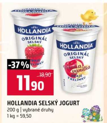 HOLLANDIA SELSKÝ JOGURT 200 g vybrané druhy 