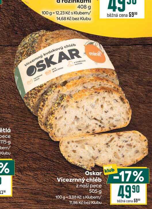 Oskar Vicezrnný chléb z naší pece 505 g