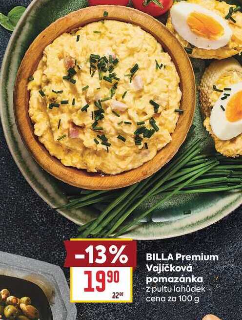 BILLA Premium Vajíčková pomazánka z pultu lahůdek cena za 100 g 