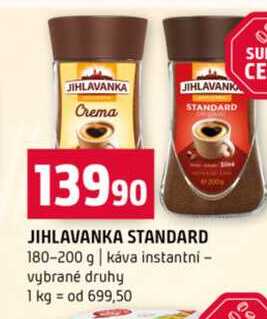 JIHLAVANKA STANDARD 180-200 g káva instantni vybrané druhy