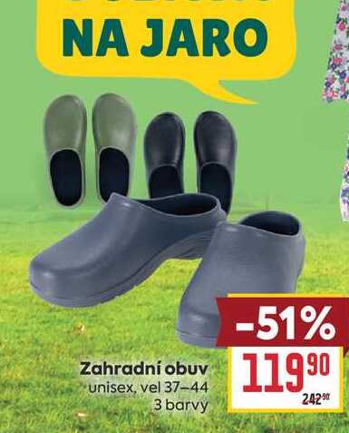 Zahradní obuv unisex, vel 37-44 3 barvy 
