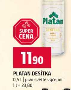 PLATAN DESÍTKA 0,5l pivo světlé výčepní
