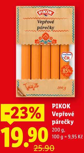 PIKOK Vepřové párečky, 200 g