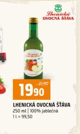 LHENICKÁ OVOCNÁ ŠŤÁVA 250 ml 100% jablečná  