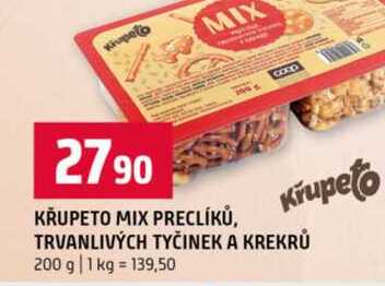 KRUPETO MIX PRECLÍKŮ, TRVANLIVÝCH TYČINEK A KREKRŮ 200 g 