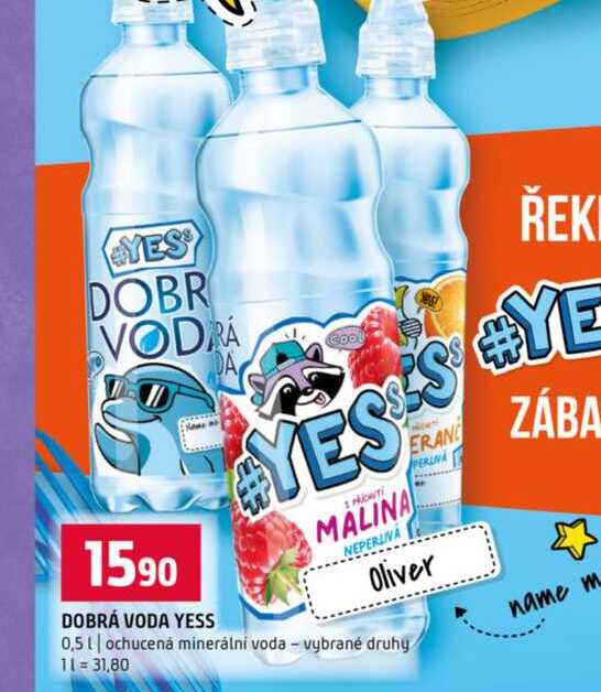 DOBRÁ VODA YESS 0,5l ochucená minerální voda vybrané druhy