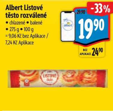 Albert Listové těsto rozválené, 275 g
