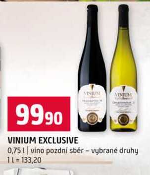 VINIUM EXCLUSIVE 0,75l vino pozdní sběr vybrané druhy