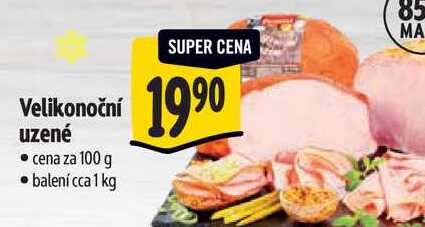 Velikonoční uzené, cena za 100 g 