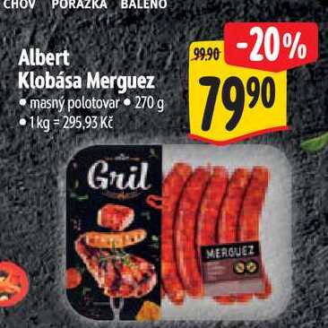 Albert Klobása Merguez, 270 g