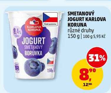 SMETANOVÝ JOGURT KARLOVA KORUNA, 150 g
