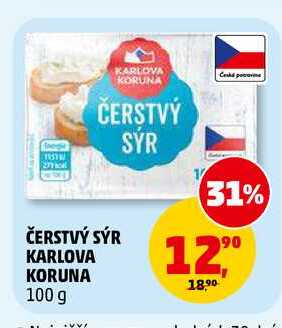 ČERSTVÝ SÝR KARLOVA KORUNA, 100 g 