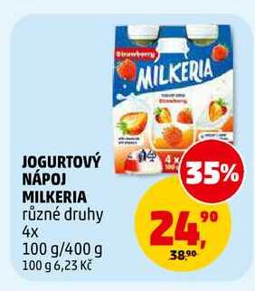 JOGURTOVÝ NÁPOJ MILKERIA, 4X 100 g  v akci