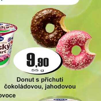 Donut s příchutí čokoládovou, jahodovou 55g