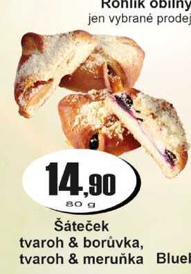 Šáteček tvaroh a borůvka, tvaroh a meruňka 80g