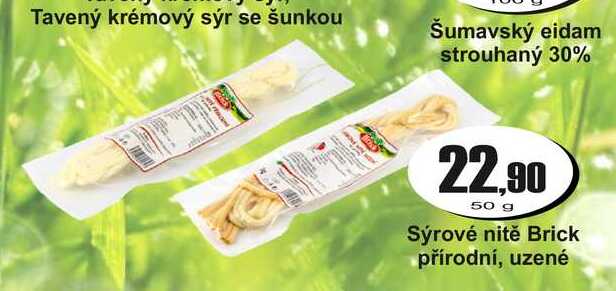 Sýrové nitě Brick přírodní, uzené 50g